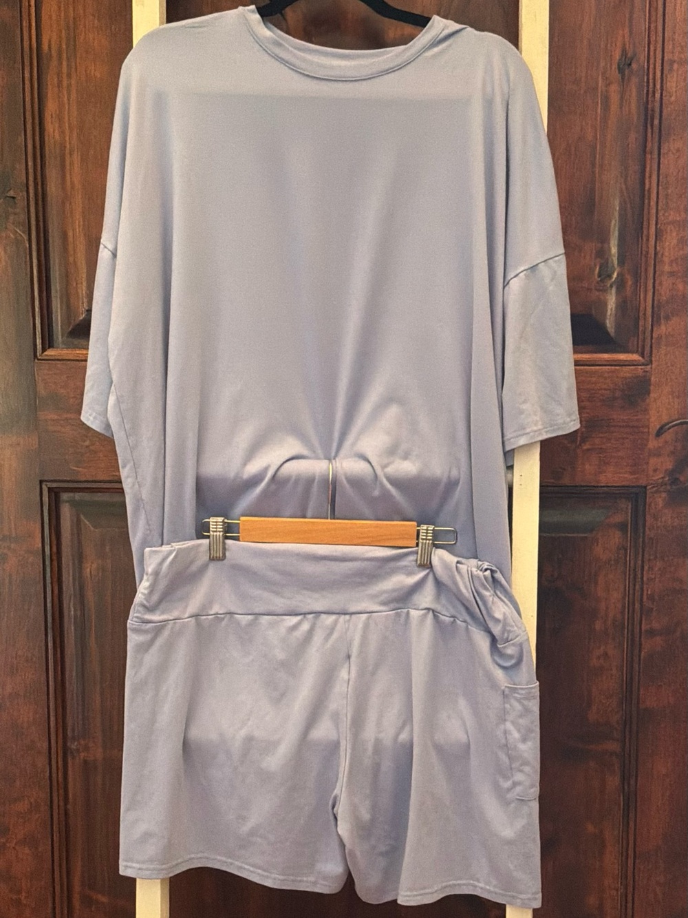 Relaxed Light Blue Short Sleeve Jumpsuit with Elastic Waist